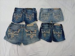 CR9388 Upcycled Rock Revival Mini Denim Shorts