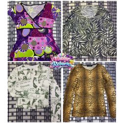 Y2K Vintage Mesh & Print Top Bundle – Tiger, Leaf,..