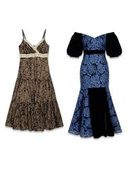 (FV-1811) Vintage style  Velvet Evening Dress Bund..