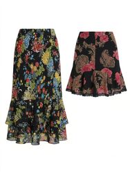 (FV1808) Black Floral Maxi Skirt Bundle Vintage Y2..
