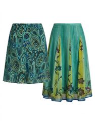 (FV-1804) Blue Paisley Floral Midi Skirt Bundle Vi..