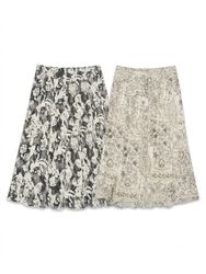 (FV-1801) Neutral Abstract Midi Skirt Bundle Vinta..