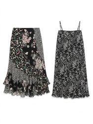 (FV-1799) Y2K Blck & White Floral Printed skirts