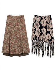 (FV-1798) VintageStyle  Floral Midi Skirt Bundle Y..