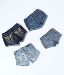 Vintage Y2K/McBling Rhinestone Denim Shorts Bundle..