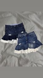 Upcycled Denim Net Mini Skirt