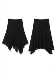 (FV-1796) Y2K Black Aesthetic Ruffle detail Skirts