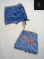 Denim mini and midi skirts