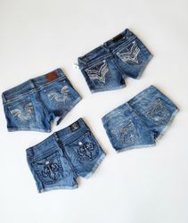 Vintage Embellished Denim Shorts Lot (S-02)