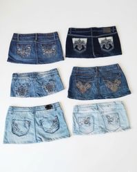 Vintage Y2K Embroidered Denim Mini Skirts -(VM-20)