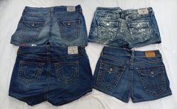 CR9405 Upcycled True Religion Mini Denim Shorts