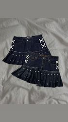 Upcycled Denim Pleated Skirt