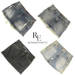 Y2K Paris Hilton Ear Girl Denim Mini Skirts RE-342..