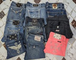 Miss me true religion rock revival short