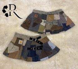 Upcycled Carhartt Patchwork Mini Skirt