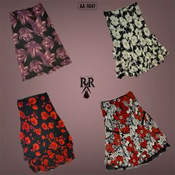 Y2K Floral Print Maxi Mix Poly Skirts (AA-1047)