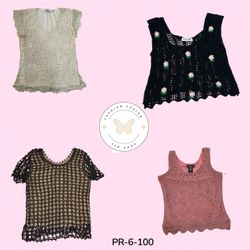Crochet Knit Top – Vintage Aesthetic Summer Wear (..
