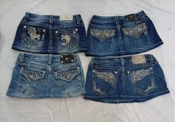 CR9445 Upcycled Miss Me Mini Denim Skirts