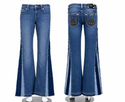 CR1869 UPCYCLED PANEL FLARE JEANS