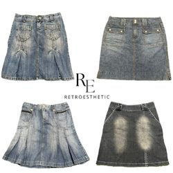 Y2K Paris Hilton Ear Girl Denim Midi Skirts RE-342..