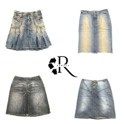 Y2K Era Cyber Girl Denim Midi Skirts RW-2162