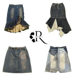 Y2K Era Cyber Girl Denim Midi Skirts RW-2165