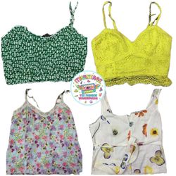 Vintage Y2K Crochet & Floral Cami Bundle – 10pcs L..