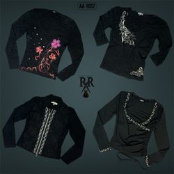 Y2K All Black Gothic Full Sleeve Tops (AA-1057)