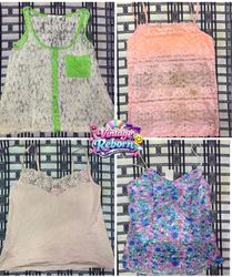 Y2K Vintage Lace Cami & Slip Top Bundle – Sheer Fl..