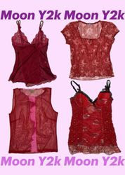 Y2K Romantic Red date night tops (M-05)