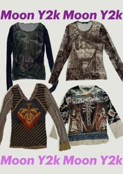 Y2k Graphic printed mesh tops mix (M-02)