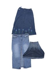 Vintage Denim Skirts Bundle Lot Maxi Front Slit Em..