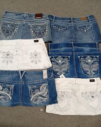 HD1497 Ladies Upcycled Y2K Embellished Denim Micro..