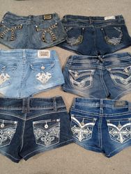 HD1494 Ladies Upcycled Y2K Embellished Denim Micro..