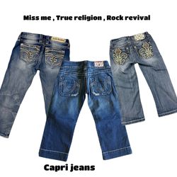 Miss me true religion and rock revival capri jeans