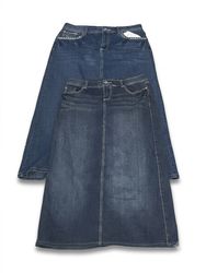 (FV-1844) Y2K Boyfriend Style Denim Midi & Maxi Sk..