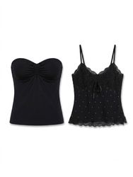 (FV-1847) Y2K Black Aesthetic Mesh Tops