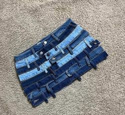 Up Cycled Y2K Vintage Belted skirt