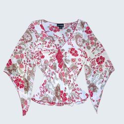 Y2K Long Sleeve Blouse Fairy Grunge Coquette Mesh ..