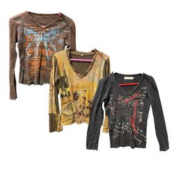 Y2k Vintage Artistic V-Neck Top Collection (Y2)