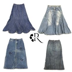 Y2K Era Cyber Girl Denim Midi Skirt RW-2172