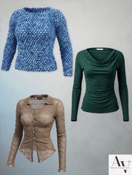 Women’s Trendy Long Sleeve Blouses Bundle in bulk