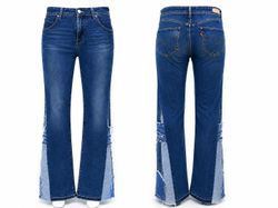 CR1871 UPCYCLED CONTRAST PANEL FLARE JEANS