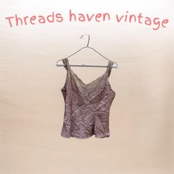 TH# 200 Vintage Silk Y2K Top | Elegant Satin Cami ..