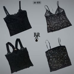 Y2K Black Gothic Cami Tops (AA-1070)