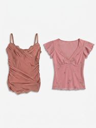 (FV-1862) Pink Coquette & Feminine Tops Bundle Y2K..