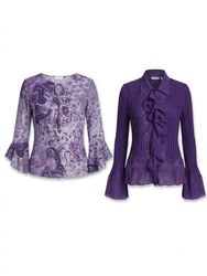 (FV-1857) Purple Printed Tops Bundle Y2K Purple Pa..
