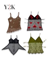 Y2K Sheer Embroidered Fairy Cami Top (Yv-708)