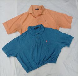 CR9556 Upcycled Polo Crop T-Shirts