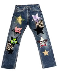 Fs-109 Upcycled Levi’s denim patchwork jeans